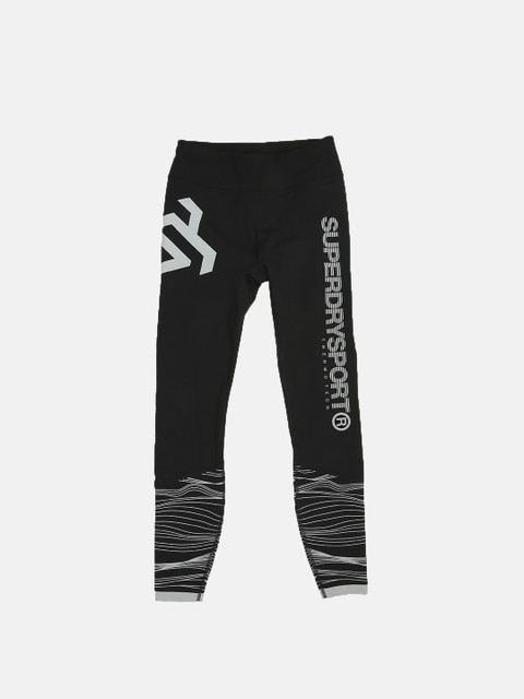 

Superdry Women Black Straight Fit Printed PERFORMANCE INSULATE Joggers