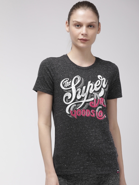 

Superdry Women Black Printed Round Neck T-shirt