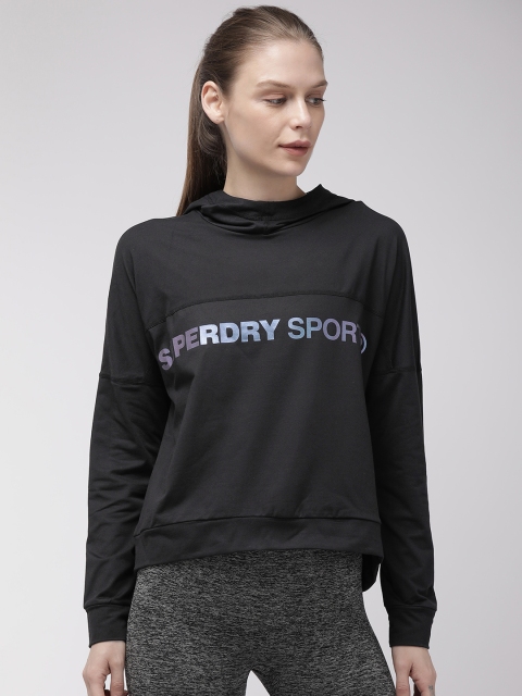 

Superdry Women Black Printed Hooded Sweatshirt