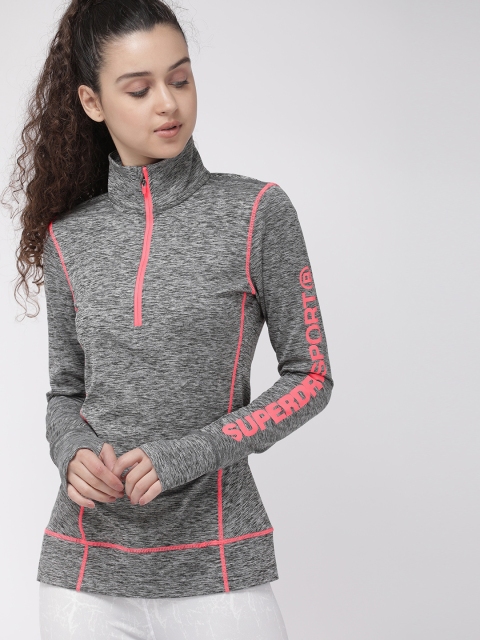

Superdry Women Black & Pink Solid Sweatshirt
