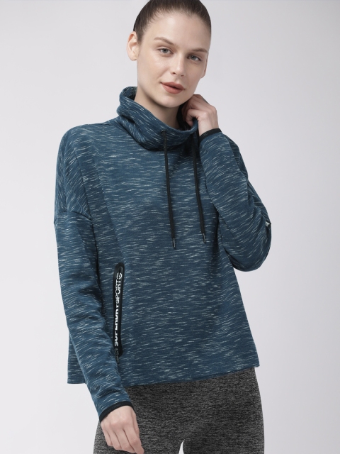 

Superdry Women Teal Blue Solid Hooded Sweatshirt