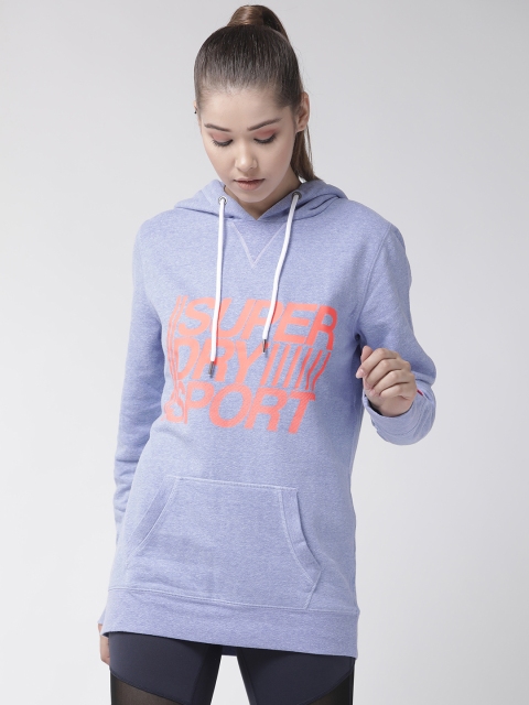 

Superdry Women Blue & Orange Printed Hooded Sweatshirt