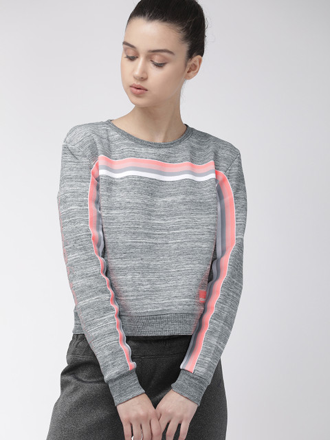 

Superdry Women Grey Melange Solid GYMTECH BOUNCE Crop Sweatshirt