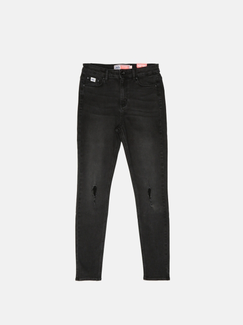 

Superdry Women Black Sophia Skinny Fit Mid-Rise Low Distressed Stretchable Jeans