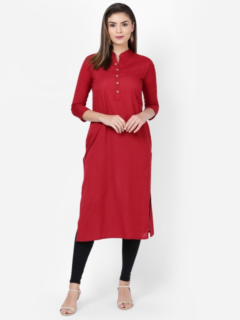 

Soch Women Maroon Solid Straight Kurta