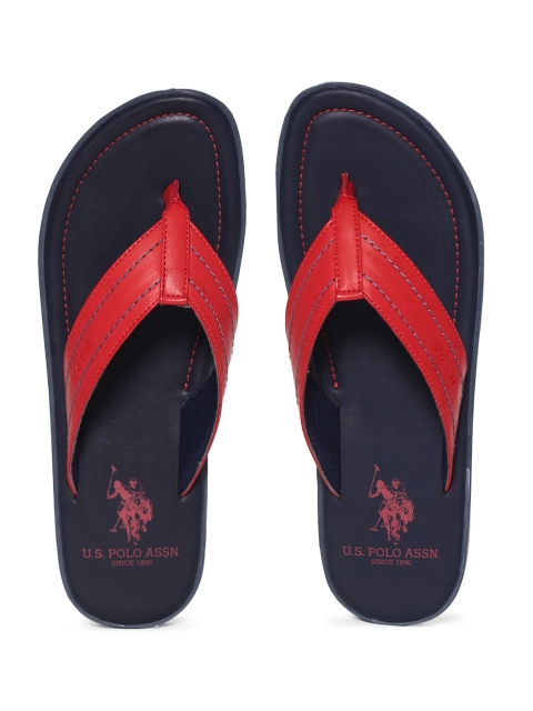 

U.S. Polo Assn. Men Red SIESTA Solid Leather Sandals