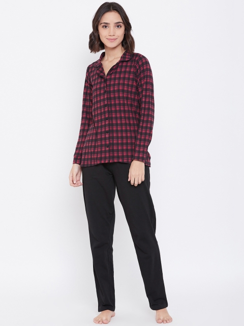 

Sweet Dreams Women Red & Black Checked Night suit