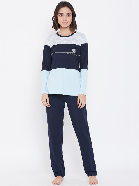 

Sweet Dreams Women Blue Colourblocked Night suit