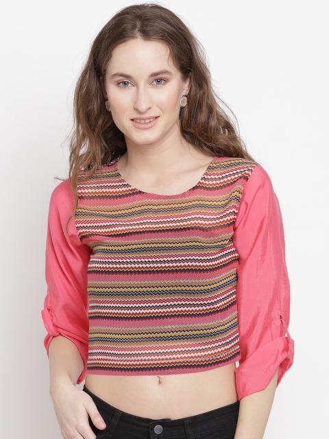 

Abiti Bella Women Pink Striped Shirt Style Top