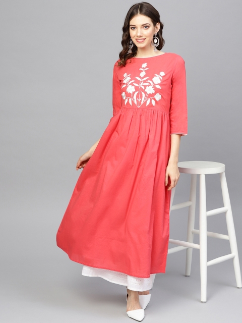 

Yuris Women Pink Yoke Design A-Line Kurta