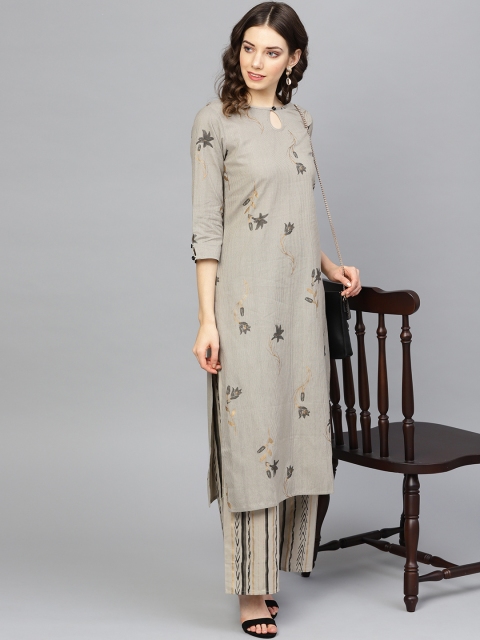 

Yuris Women Grey & Golden Printed Kurta with Palazzos