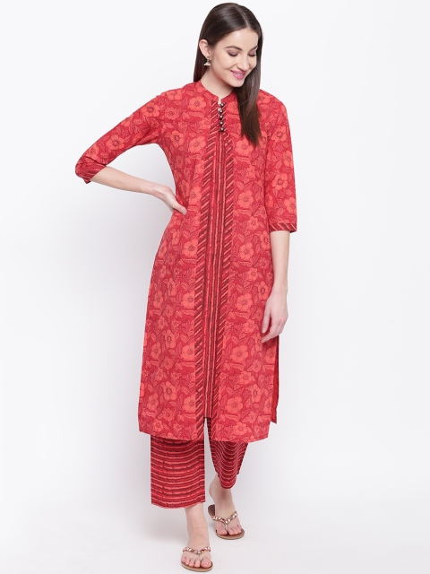 

Khushal K Women Pink & Maroon Printed Kurta with Palazzos