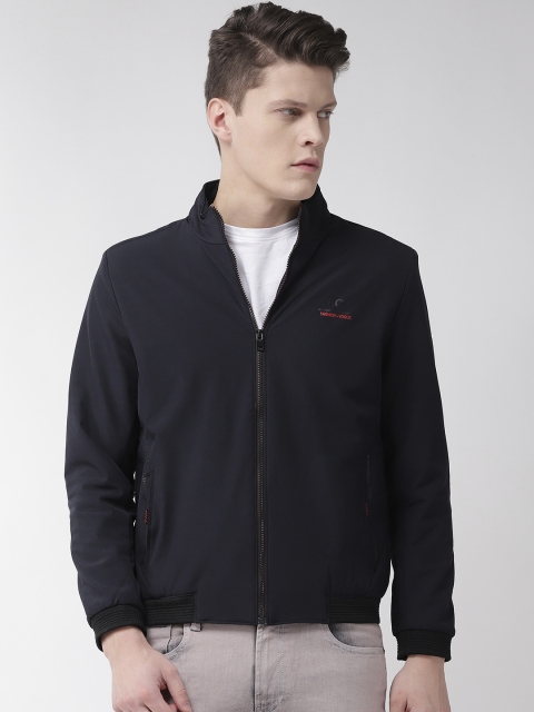 

Fort Collins Men Navy Blue Solid Bomber Jacket