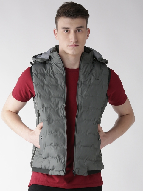 

Fort Collins Men Grey Solid Puffer Jacket with Detachable Hood