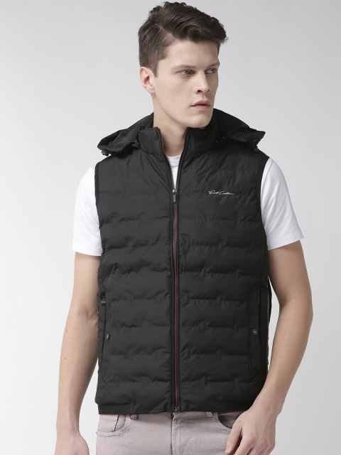

Fort Collins Men Black Solid Padded Jacket with Detachable Hood
