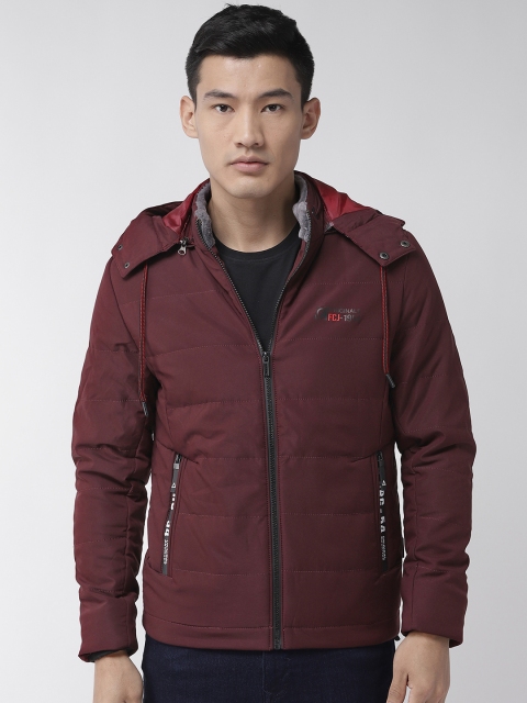 

Fort Collins Men Burgundy Solid Hooded Padded Jacket