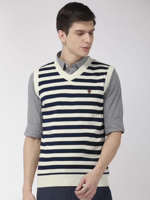 

Raymond Men Navy Blue & White Striped Pullover Sweater