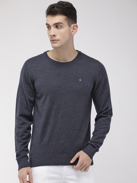 

Raymond Men Navy Blue Solid Pullover Sweater