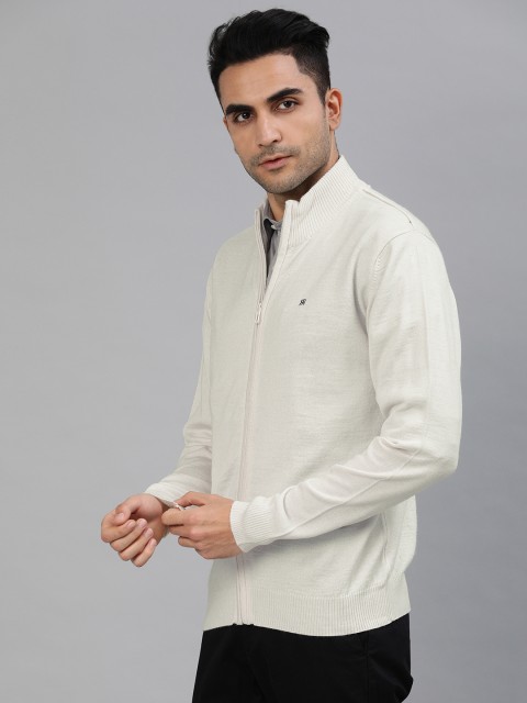 

Raymond Men White Solid Front-Open Sweater