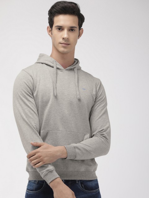

Park Avenue Men Grey Solid Slim Fit Hooded Sweatshirt
