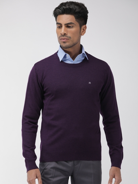 

Raymond Men Purple Solid Pullover Sweater