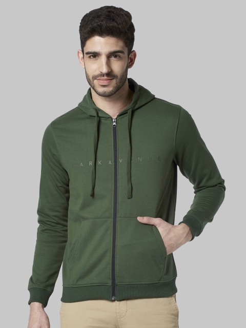

Park Avenue Men Olive Green Solid Hooded Sweatshirt