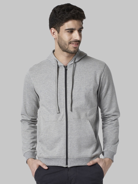 

Park Avenue Men Grey Solid Hooded Sweatshirt
