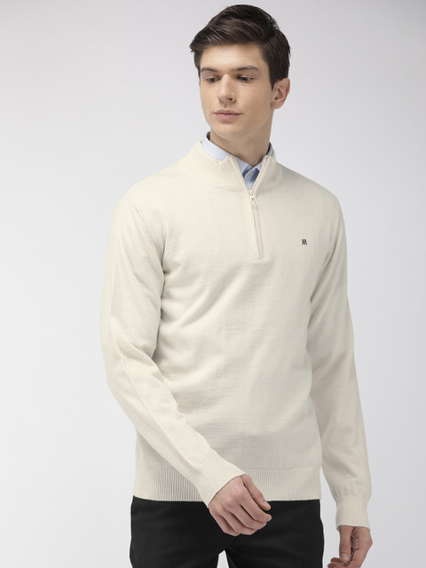

Raymond Men White Solid Pullover Sweater