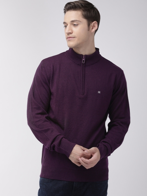 

Raymond Men Purple Solid Pullover Sweater