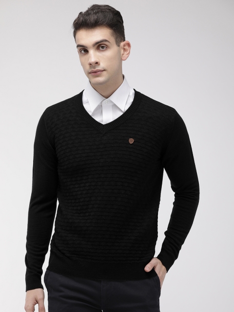 

Raymond Men Black Self Design Pullover Sweater