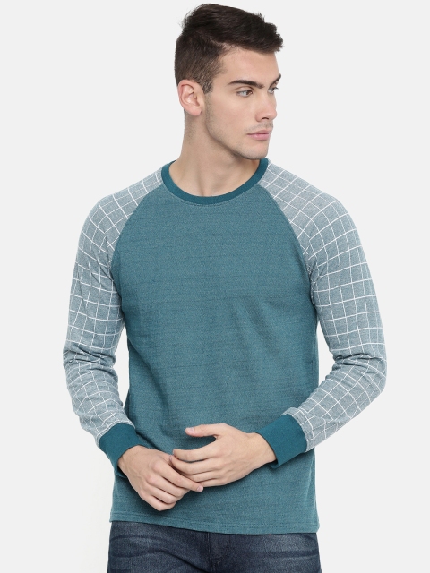 

ARISE Men Teal Blue Self Design Sweatshirt