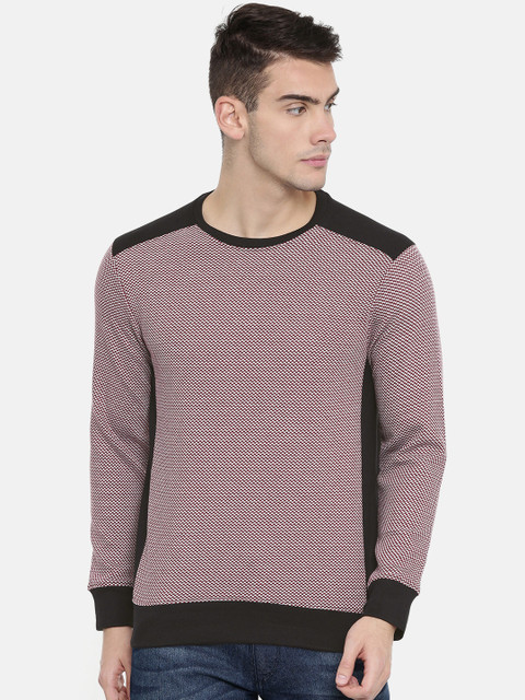

ARISE Men Grey & Maroon Checked Sweatshirt