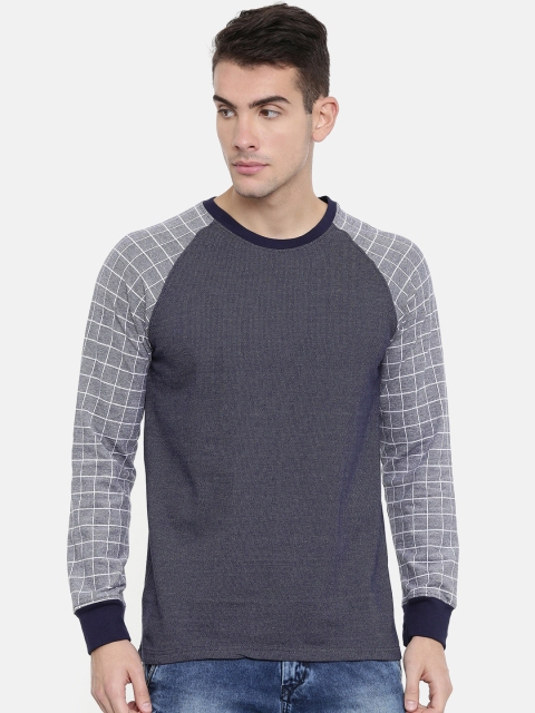 

ARISE Men Navy Blue Self Design Pullover Sweatshirt