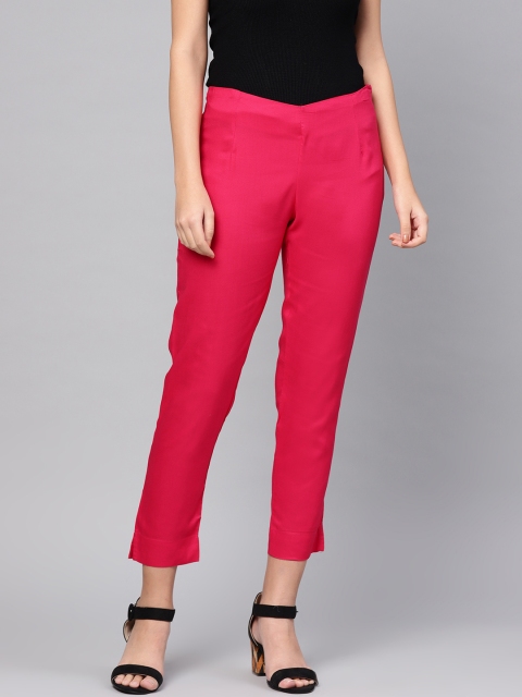 

Varanga Women Pink Solid Regular Cropped Trousers