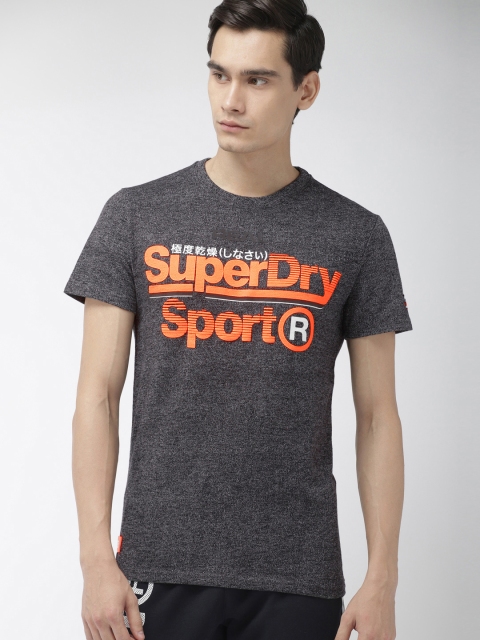 

Superdry Sport Men Charcoal Printed Round Neck Sports Swoosh T-shirt