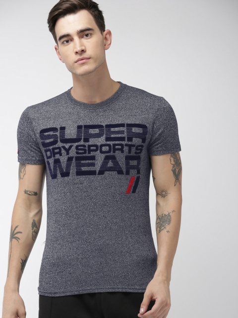 

Superdry Men Navy Blue Printed Round Neck Sportwear Speed T-shirt