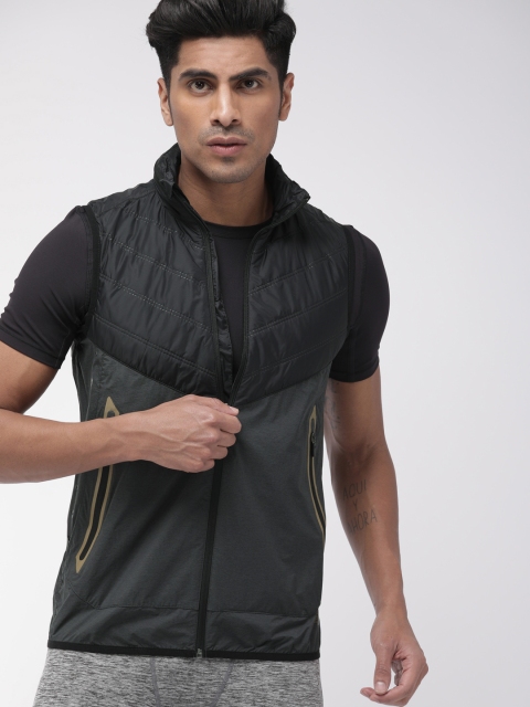 

Superdry Sport Men Black Solid Performance Gilet Reflective Strip Sporty Jacket