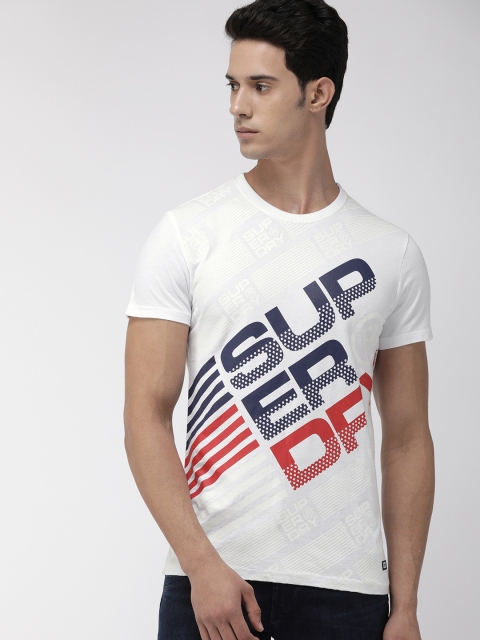 

Superdry Men White Printed Round Neck T-shirt