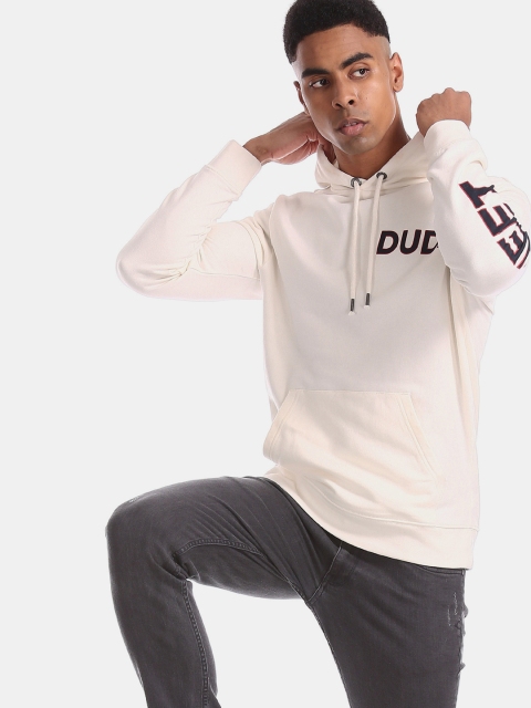 

Aeropostale Men White Printed Hooded Sweatshirt