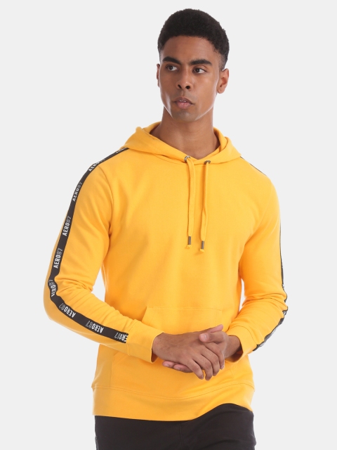 

Aeropostale Men Yellow Printed Hooded Sweatshirt