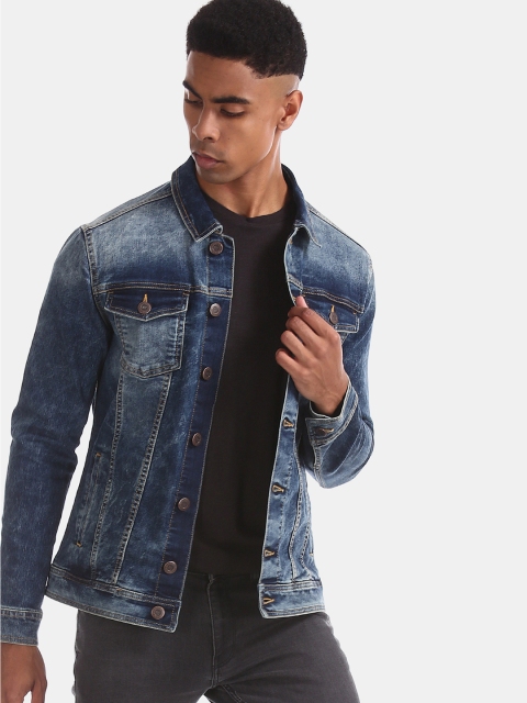 

Aeropostale Men Blue Solid Denim Jacket
