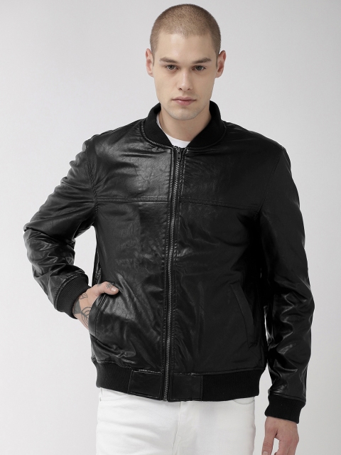 

Aeropostale Men Black Solid Padded Bomber Jacket