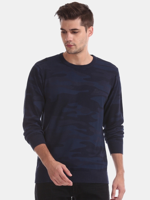 

Aeropostale Men Blue Printed Pullover Sweater
