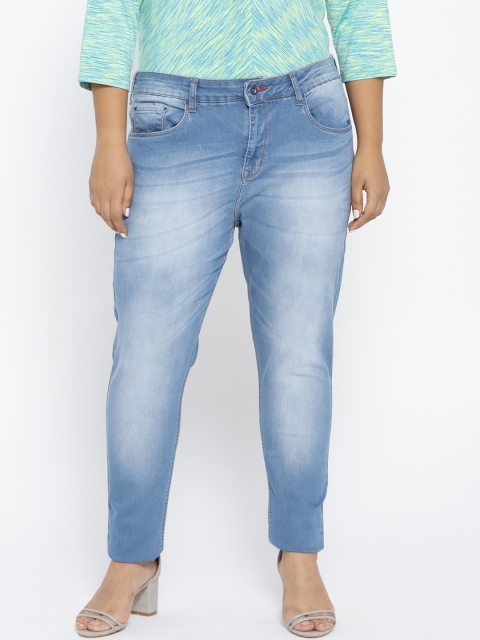 

aLL Plus Size Women Blue Washed Slim Fit Mid-Rise Clean Look Stretchable Jeans