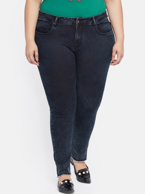 

aLL Plus Size Women Navy Blue Slim Fit Mid-Rise Clean Look Stretchable Jeans