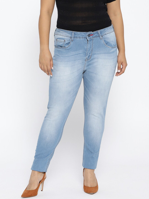 

aLL Plus Size Women Blue Washed Slim Fit Mid-Rise Clean Look Stretchable Jeans
