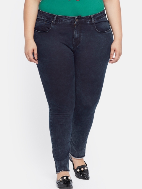 

aLL Plus Size Women Blue Slim Fit Mid-Rise Clean Look Stretchable Jeans
