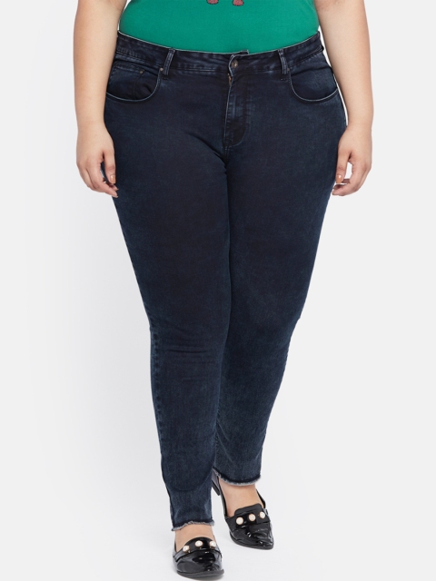

aLL Plus Size Women Blue Slim Fit Mid-Rise Clean Look Stretchable Jeans