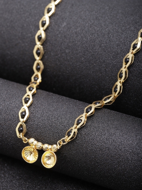

PANASH Women Gold-Plated & Black Beaded Mangalsutra