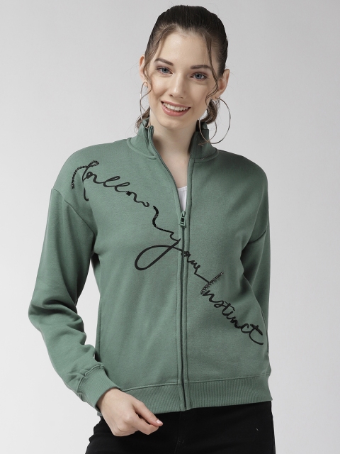 

Madame Women Green & Black Printed Sweatshirt